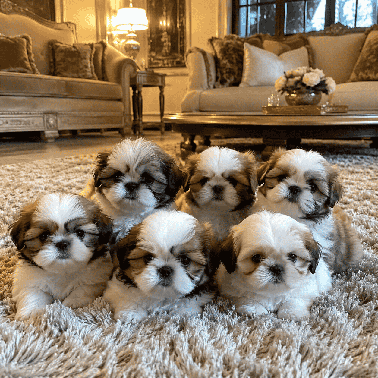 Royal Shihtzu breeder gently examining a Shih Tzu puppy